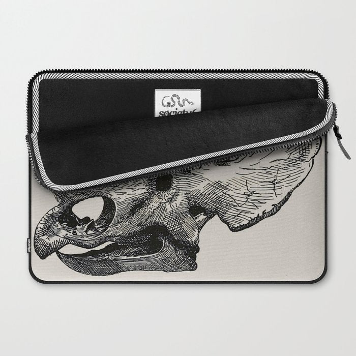Dinosaur Skeleton Ink Pen Illustration Triceratops Laptop Sleeve Gallery Image 2