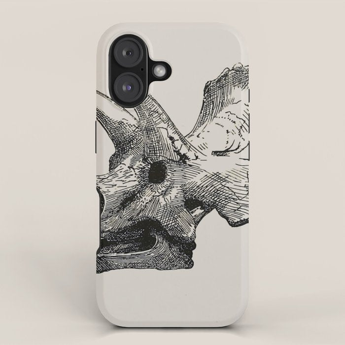 Dinosaur Skeleton Ink Pen Illustration Triceratops iPhone Case Gallery Image 1