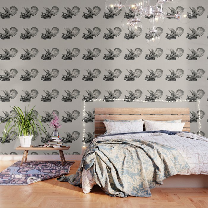 Dinosaur Skeleton Ink Pen Illustration Triceratops Wallpaper Gallery Image 1