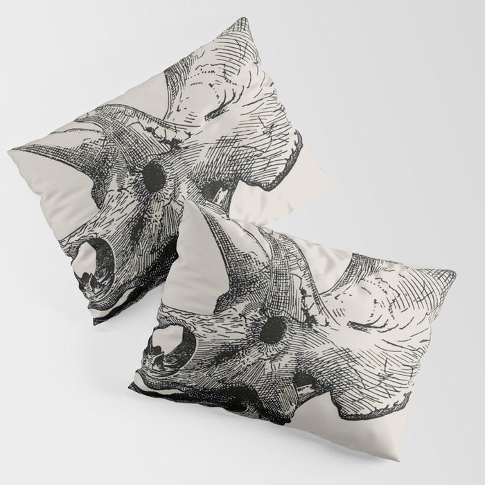 Dinosaur Skeleton Ink Pen Illustration Triceratops Pillow Sham Gallery Image 3