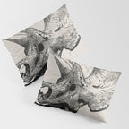Dinosaur Skeleton Ink Pen Illustration Triceratops Pillow Sham Gallery Image 3