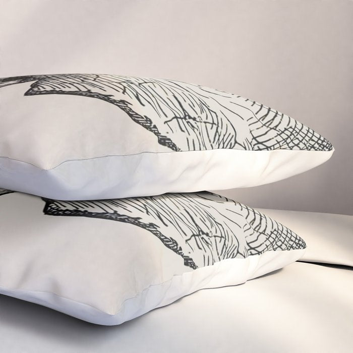 Dinosaur Skeleton Ink Pen Illustration Triceratops Pillow Sham Gallery Image 3