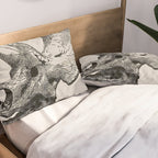 Dinosaur Skeleton Ink Pen Illustration Triceratops Pillow Sham Gallery Image 2