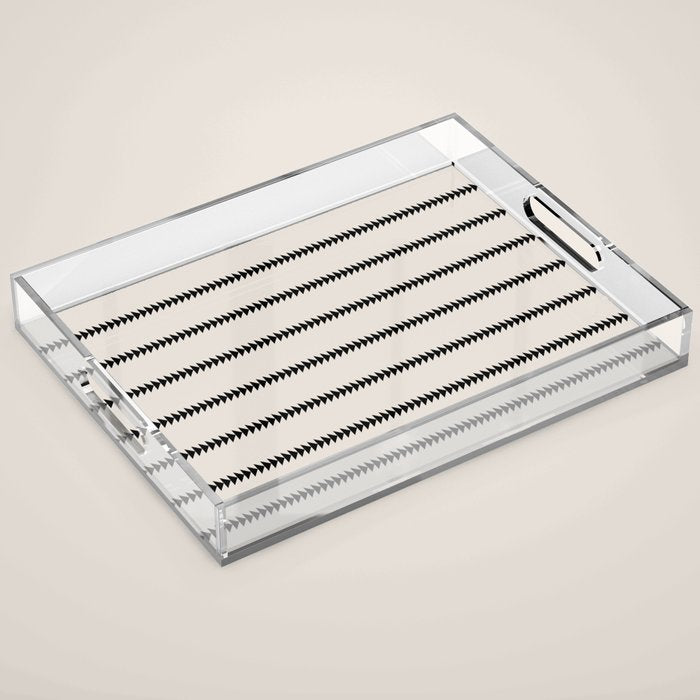 Minimal Triangles - Black & White Acrylic Tray Gallery Image 1