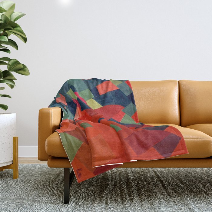 Grün-Rot Otto Freundlich 1939 Abstract Art Mid Century Modern Geometric Colorful Shapes Hard Edge Throw Blanket Gallery Image 1