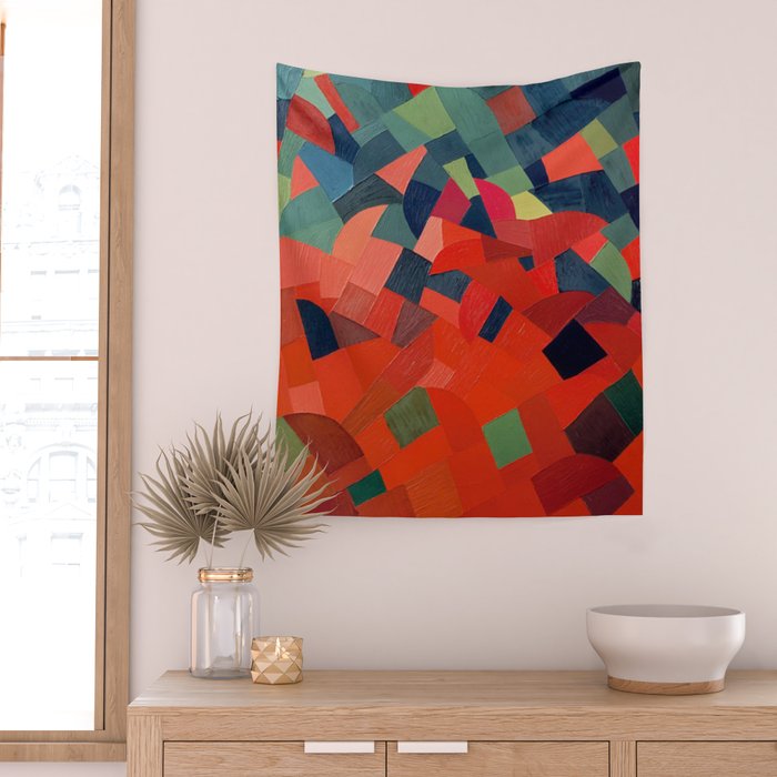 Grün-Rot Otto Freundlich 1939 Abstract Art Mid Century Modern Geometric Colorful Shapes Hard Edge Wall Tapestry Gallery Image 2