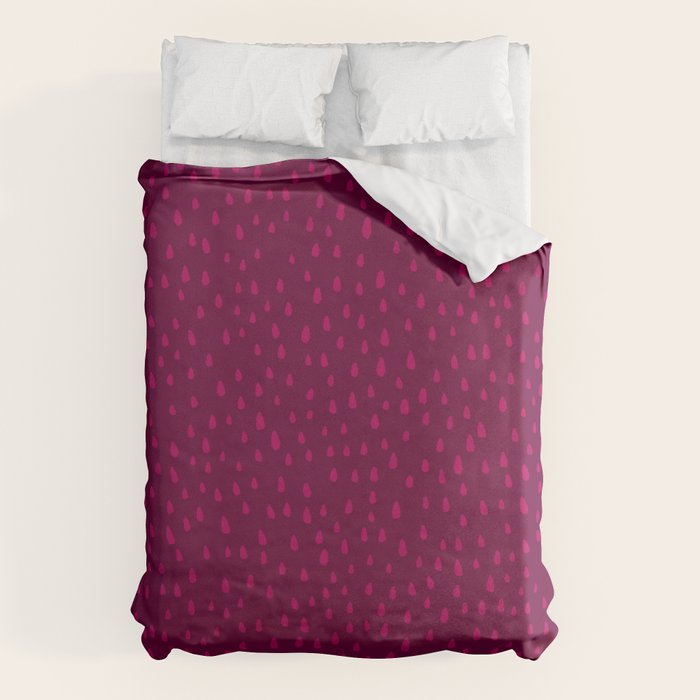 Raspberry Paint Drops Duvet Cover