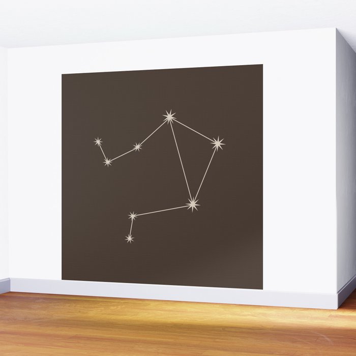 Libra Zodiac Star Constellation Line Art Coffee Brown Wall Mural Gallery Image 2