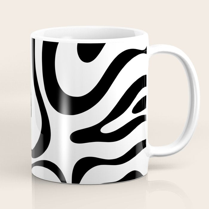 Zebra Swirl Abstract Pattern in Black and White Coffee Mug Gallery Image 1