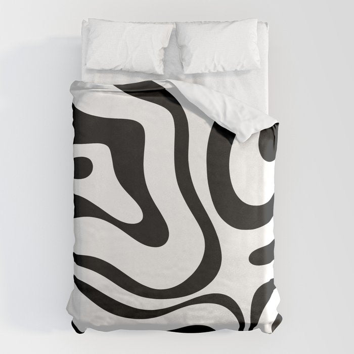 Zebra Swirl Abstract Pattern in Black and White Duvet Cover Gallery Image 6