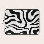 Zebra Swirl Abstract Pattern in Black and White Laptop Sleeve Gallery Image 1