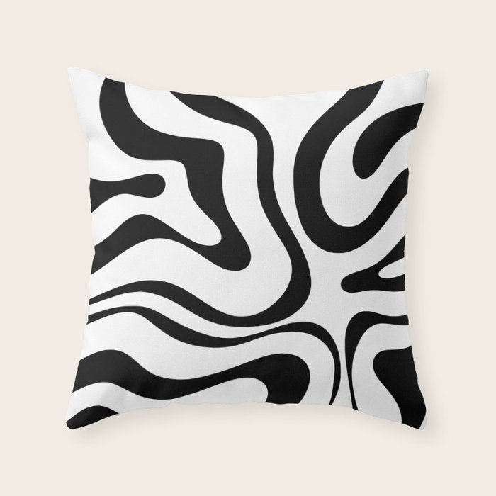 Zebra Swirl Abstract Pattern in Black and White Throw Pillow Gallery Image 6