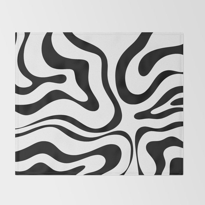 Zebra Swirl Abstract Pattern in Black and White Throw Blanket Gallery Image 2