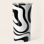 Zebra Swirl Abstract Pattern in Black and White Travel Mug Gallery Image 1