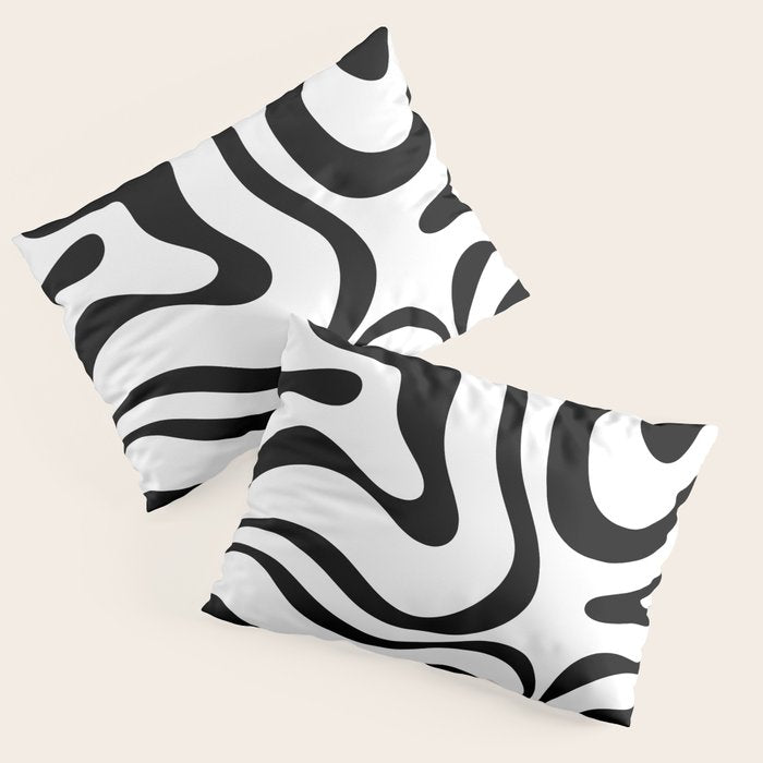 Zebra Swirl Abstract Pattern in Black and White Pillow Sham Gallery Image 1