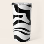 Zebra Swirl Abstract Pattern in Black and White Travel Mug Gallery Image 3