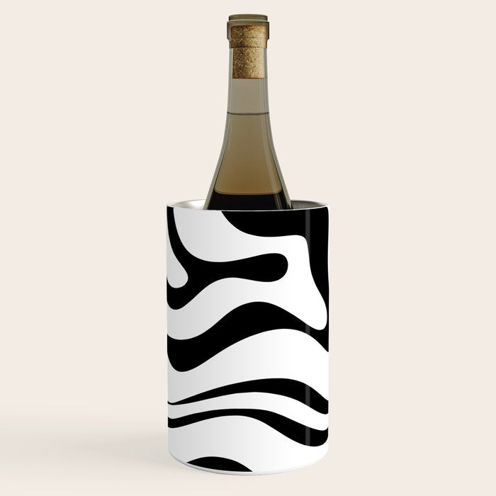Zebra Swirl Abstract Pattern in Black and White Wine Chiller Gallery Image 2