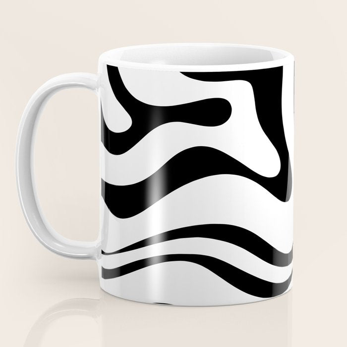 Zebra Swirl Abstract Pattern in Black and White Coffee Mug Gallery Image 3