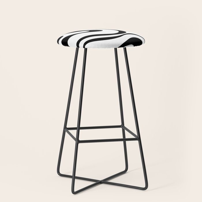 Zebra Swirl Abstract Pattern in Black and White Stool Gallery Image 1