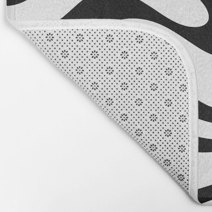 Zebra Swirl Abstract Pattern in Black and White Bath Mat Gallery Image 2