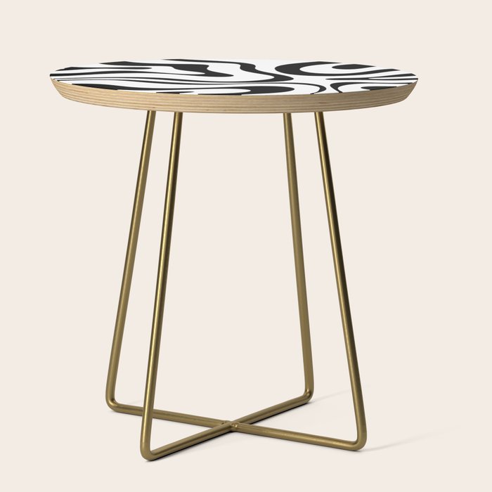 Zebra Swirl Abstract Pattern in Black and White Side Table Gallery Image 1