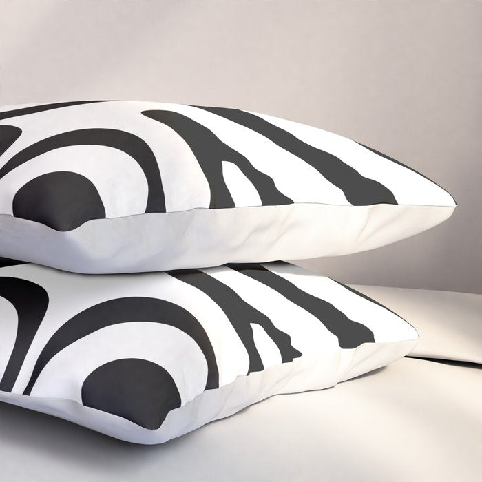 Zebra Swirl Abstract Pattern in Black and White Pillow Sham Gallery Image 3