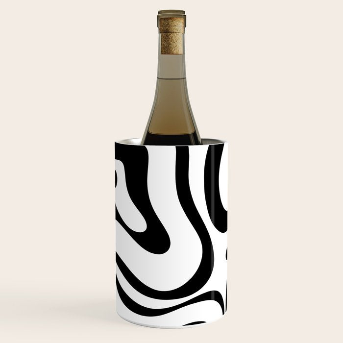 Zebra Swirl Abstract Pattern in Black and White Wine Chiller Gallery Image 1