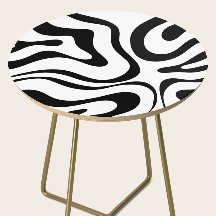Zebra Swirl Abstract Pattern in Black and White Side Table Gallery Image 2