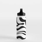 Zebra Swirl Abstract Pattern in Black and White Water Bottle Gallery Image 3