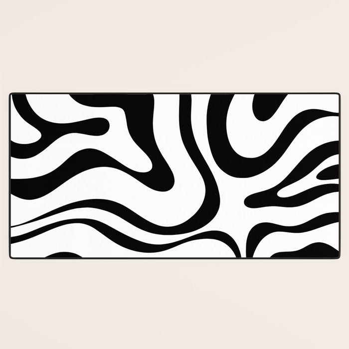 Zebra Swirl Abstract Pattern in Black and White Desk Mat Gallery Image 3