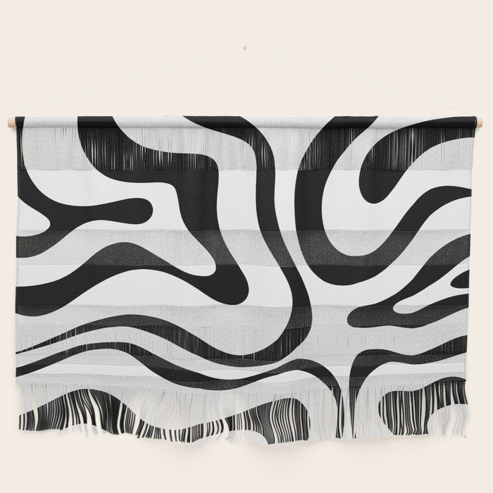 Zebra Swirl Abstract Pattern in Black and White Wall Hanging Gallery Image 1