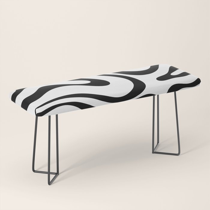 Zebra Swirl Abstract Pattern in Black and White Bench Gallery Image 1