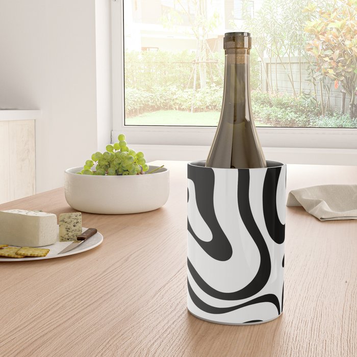 Zebra Swirl Abstract Pattern in Black and White Wine Chiller Gallery Image 4