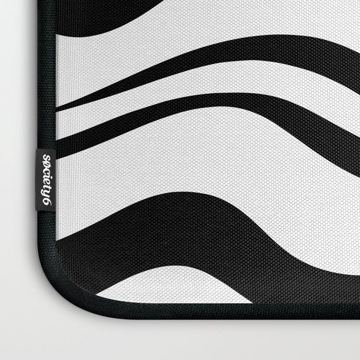 Zebra Swirl Abstract Pattern in Black and White Laptop Sleeve Gallery Image 3