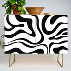 Zebra Swirl Abstract Pattern in Black and White Credenza Gallery Image 1