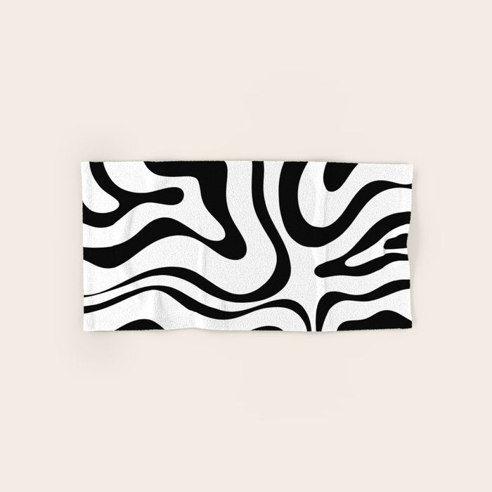 Zebra Swirl Abstract Pattern in Black and White Bath Towel Gallery Image 1