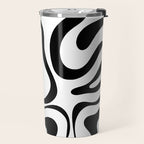 Zebra Swirl Abstract Pattern in Black and White Travel Mug Gallery Image 2