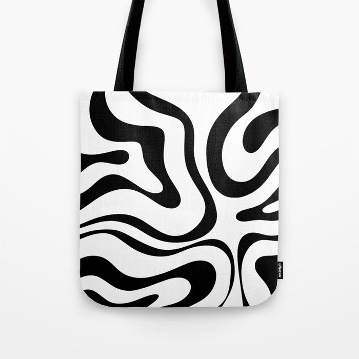 Zebra Swirl Abstract Pattern in Black and White Tote Bag Gallery Image 1