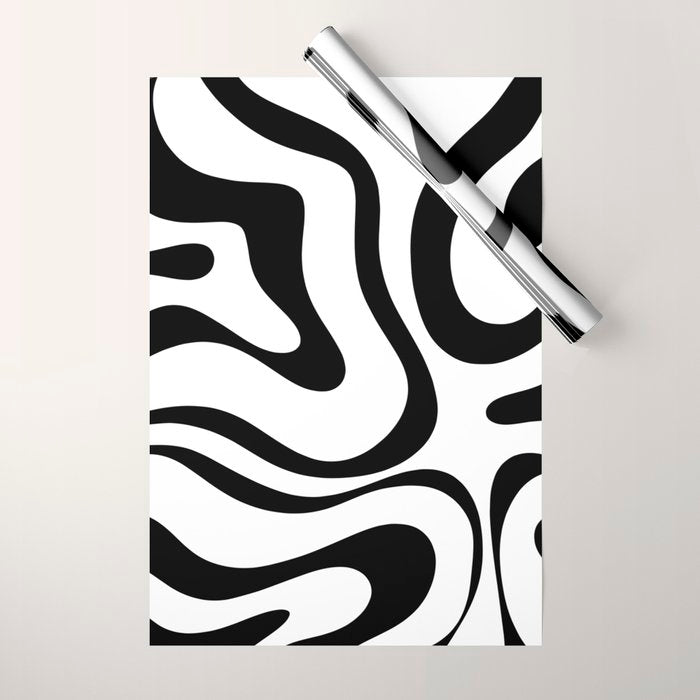 Zebra Swirl Abstract Pattern in Black and White Wrapping Paper Gallery Image 1