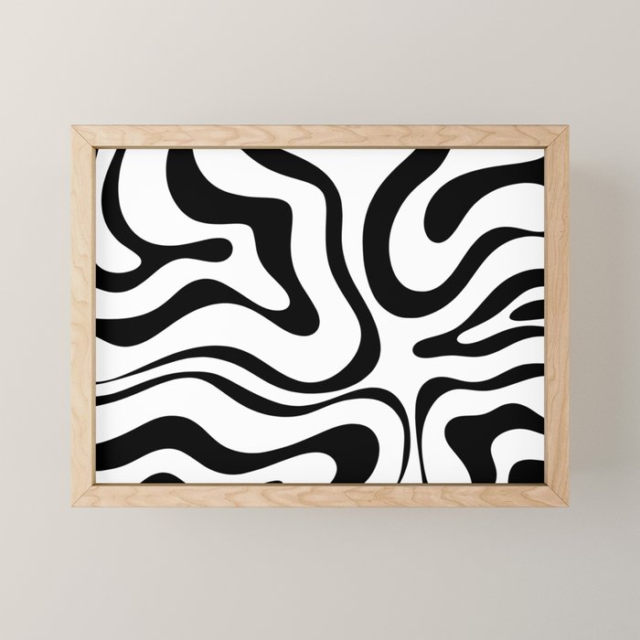 Zebra Swirl Abstract Pattern in Black and White Mini Art Print Gallery Image 1
