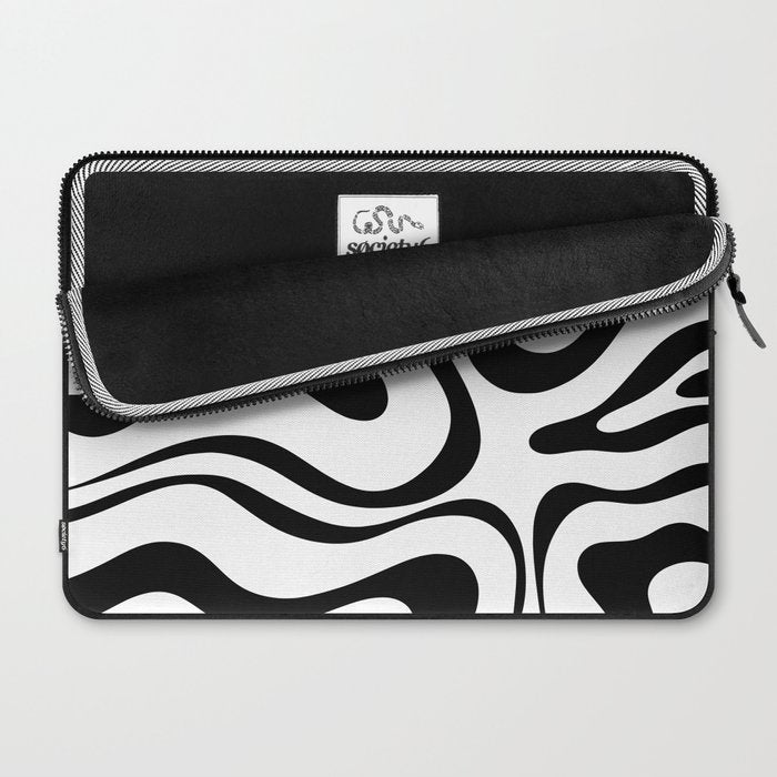 Zebra Swirl Abstract Pattern in Black and White Laptop Sleeve Gallery Image 2