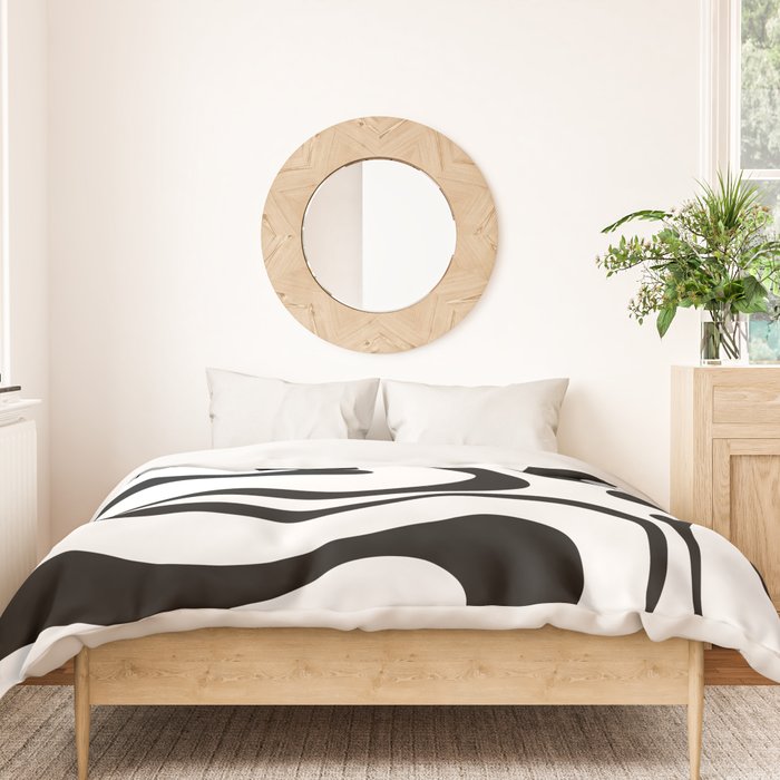 Zebra Swirl Abstract Pattern in Black and White Duvet Cover Gallery Image 3