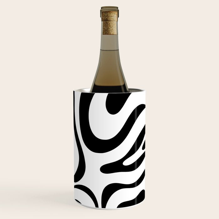 Zebra Swirl Abstract Pattern in Black and White Wine Chiller Gallery Image 3