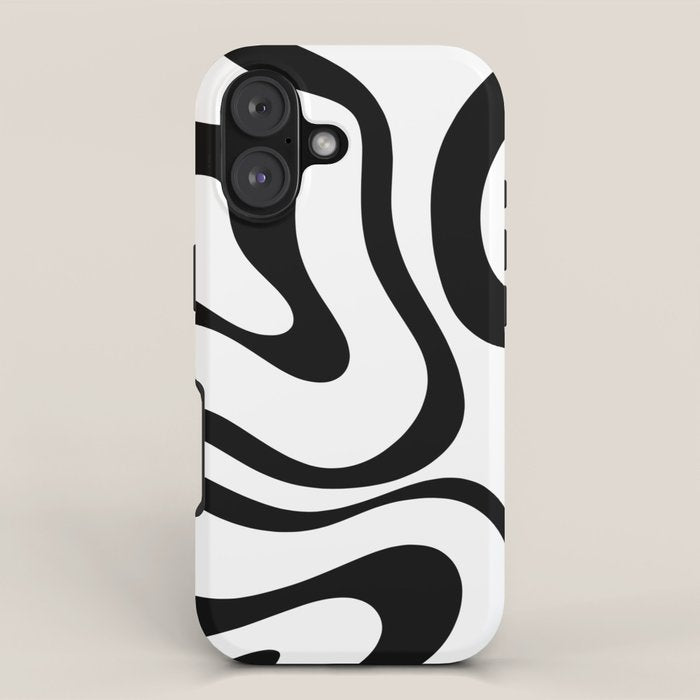 Zebra Swirl Abstract Pattern in Black and White iPhone Case Gallery Image 1