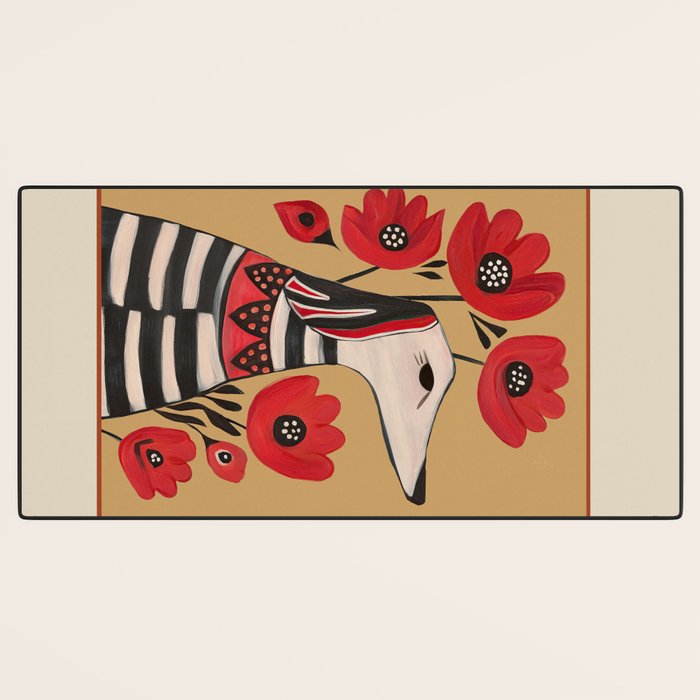 Striped Dog with Poppies Desk Mat Gallery Image 3