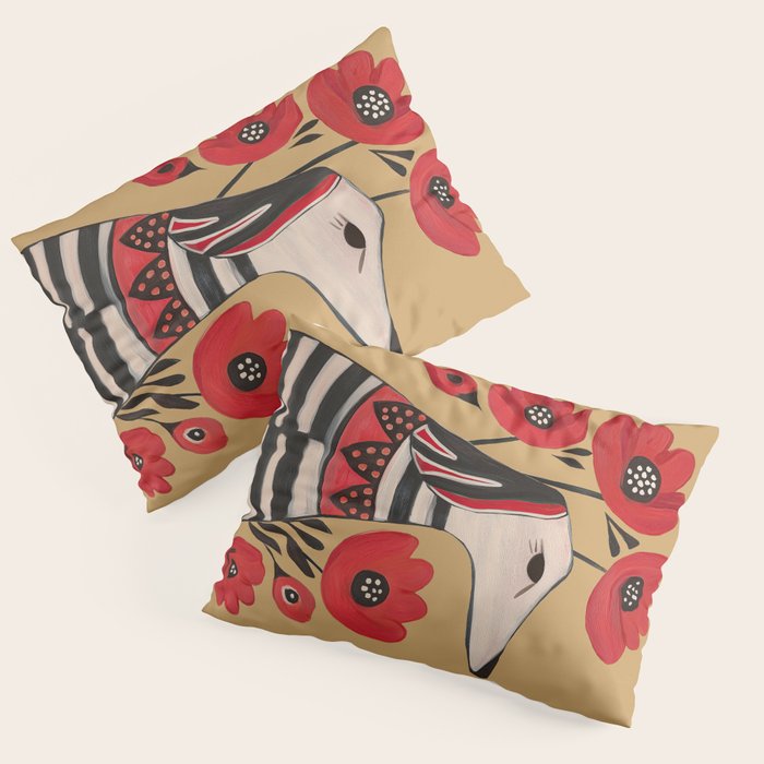 Striped Dog with Poppies Pillow Sham Gallery Image 1