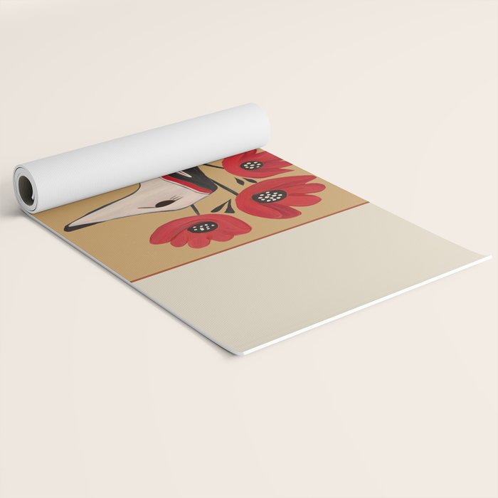 Striped Dog with Poppies Yoga Mat Gallery Image 2