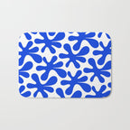 Bold Blue Funky Abstract Amoeba Dance Pattern on White Bath Mat Gallery Image 1