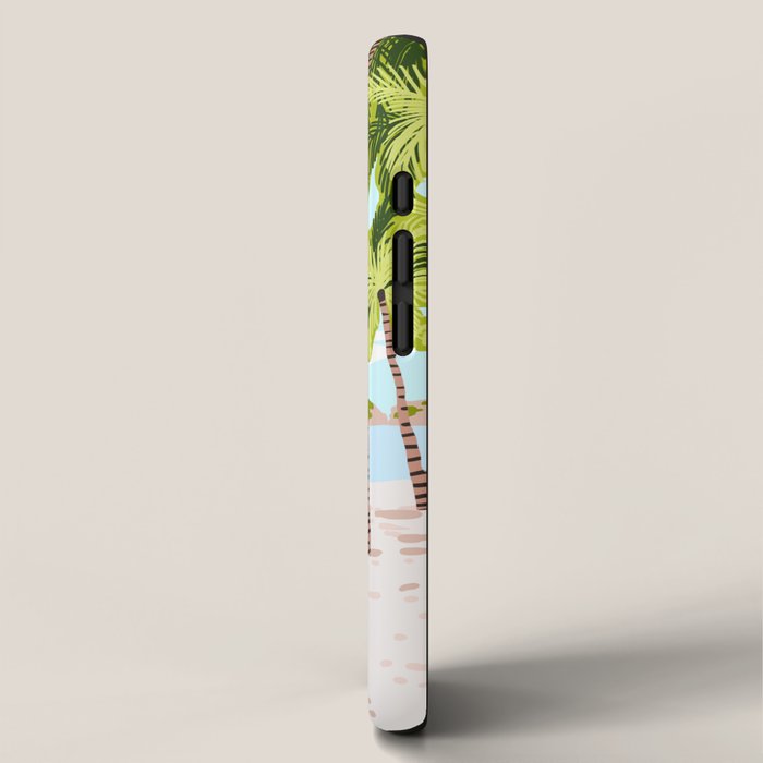 The Happy Spots, Dalmatian Dog Pets, Bohemian Woman Beach Tropical Palm Fashion Illustration iPhone Case Gallery Image 2