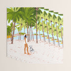 The Happy Spots, Dalmatian Dog Pets, Bohemian Woman Beach Tropical Palm Fashion Illustration Wrapping Paper Gallery Image 3